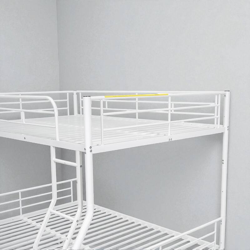 Full Over Full / Full XL Over Queen Metal Bunk Bed with Trundle, Convertible Design and Guardrails