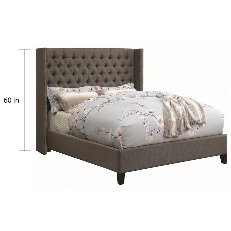 Copper Grove Diego Demi-wing Button-tufted Grey Upholstered Bed