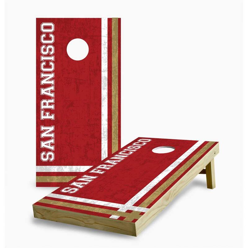 San Francisco 49ers Multi Stripe Cornhole Game (Choose Wraps or Boards) - 2x4 Boards (24" x 48") - Include ALL Accessories