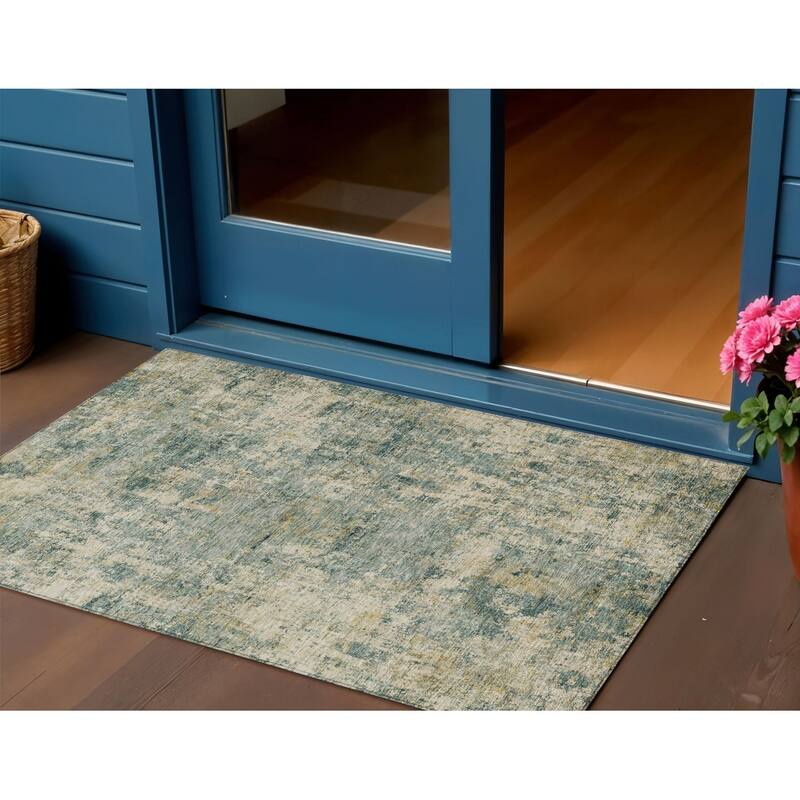 HomeRoots Abstract Transitional Rectangle Outdoor Rug - 3' x 5'