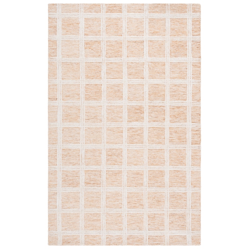 SAFAVIEH Handmade Pine Sandorne Modern & Contemporary Wool Rug - 6' x 9' - Orange/Ivory