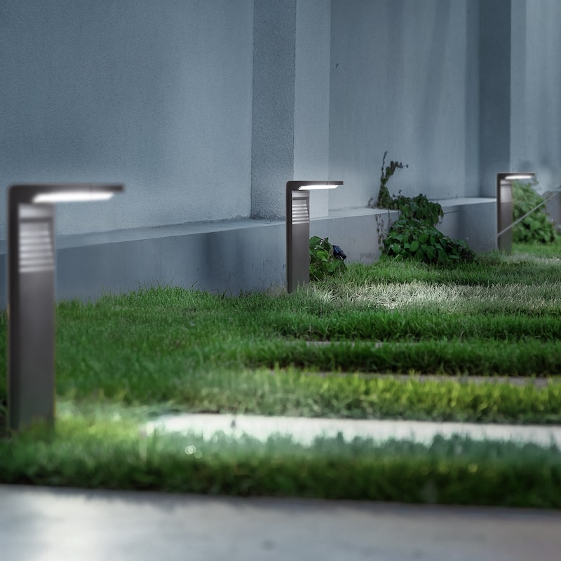 Set of 2 L-Shaped Black Solar LED Large Path Lights