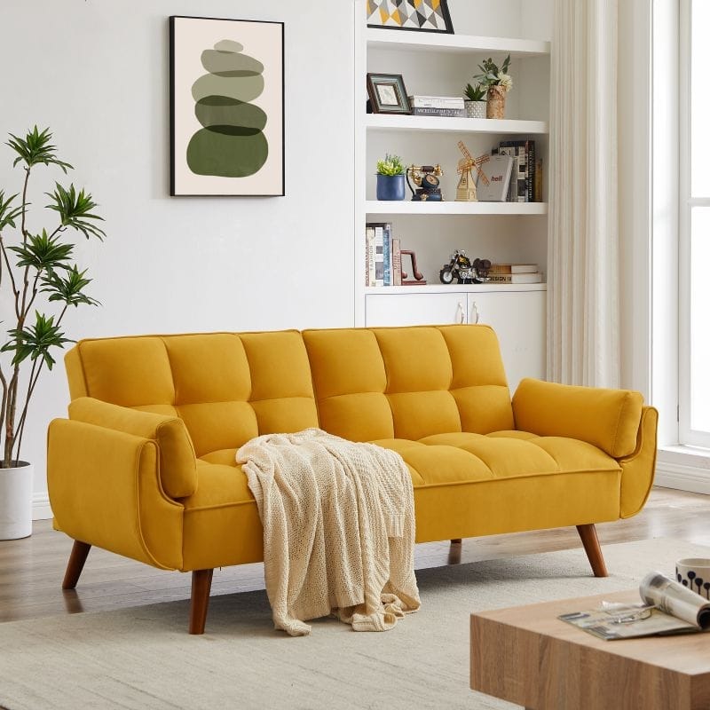 75.39'' Sofa Bed, Convertible Sleeper Couch with Pillows, Foldable Loveseat Furniture for Living Room