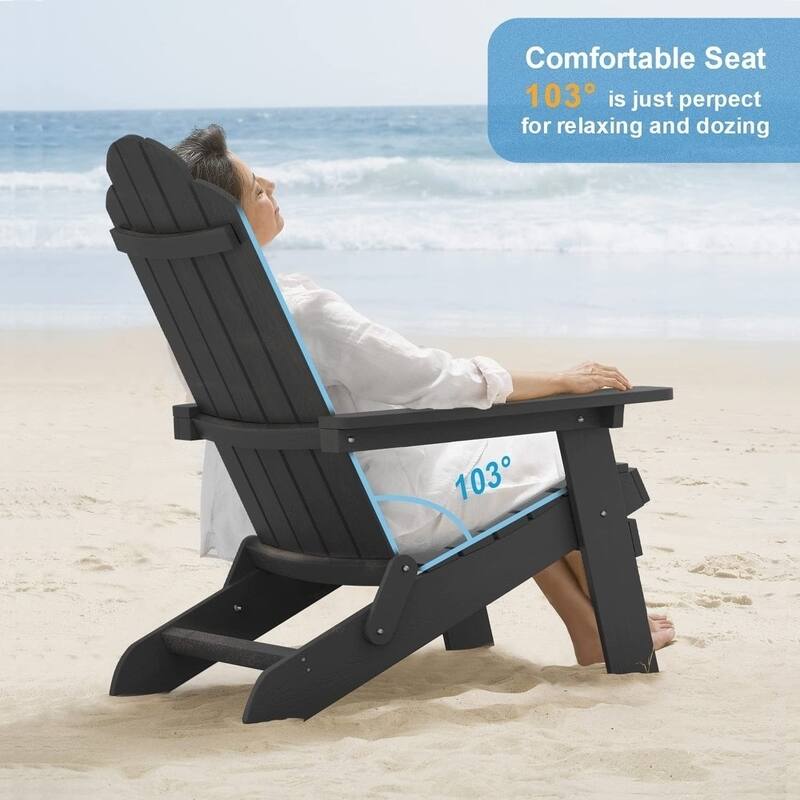 WINSOON All-Weather Poly Outdoor Adirondack Chairs - Foldable (Set of 6)
