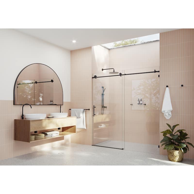 Glass Warehouse 68 in. - 72 in. x 78 in. Frameless Sliding Shower Door - Matte Black