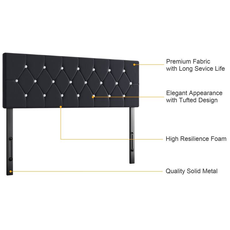 Upholstered Headboard, Diamond Tufted Adjustable Headboard from 39.8" to 49.8", Queen Headboard/ King Headboard