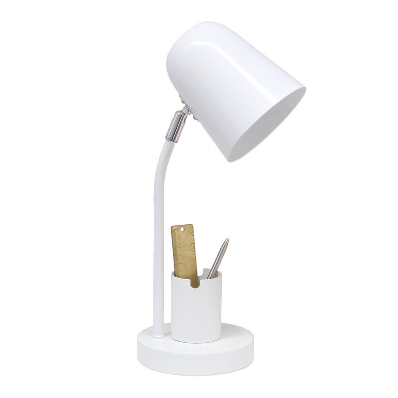 Adjustable Gooseneck Desk Lamp with Metal Shade - 15.75" - White