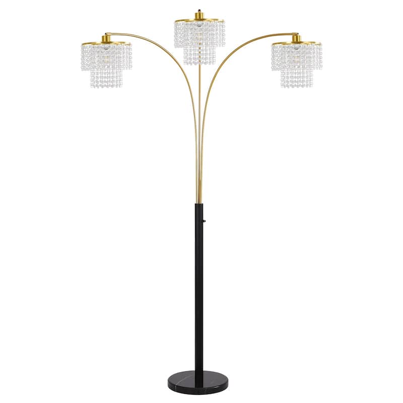 Brio 85" 3-Light Modern Gold Crystal Arc Floor Lamp - 85