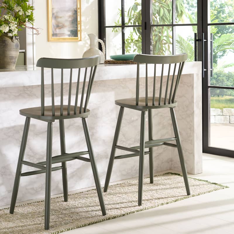 SAFAVIEH Aida 30-inch Spindle Farmhouse Bar Stool (Set of 2) - 19.9" x 19.8" x 38" - 20"W x 20"D x 43"H