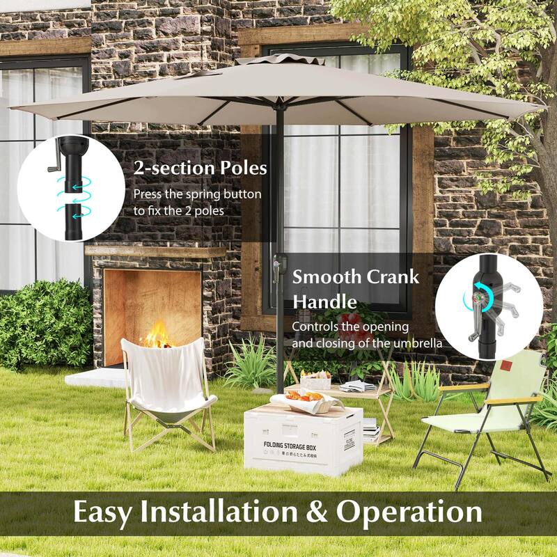 Costway 12 FT Patio Umbrella Outdoor Market Umbrella with Crank Handle