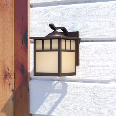Mission 1 Light Bronze Rectangle Outdoor Wall Lantern Honey Glass - 7.25-in W x 10.25-in H x 9-in D