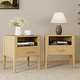 preview thumbnail 11 of 15, GDFStudio - Miri Mid-Century Modern Solid Bamboo Wood Nightstand with Drawer & Open Shelf, Softly Curved Edges Design