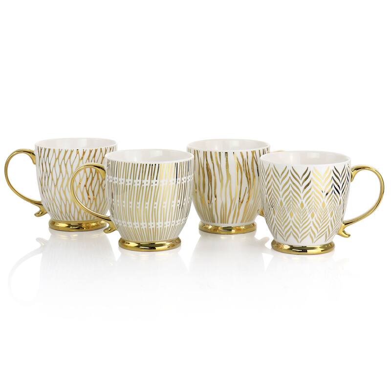 Gibson Home Gold Finch 4 Piece 16.7oz Electroplated Mug Set
