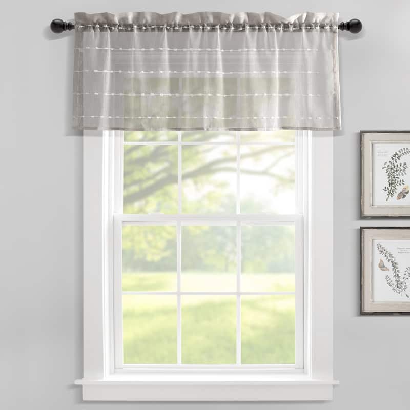 Lush Decor Farmhouse Textured Sheer Valance Single.. - 18" x 52"   - Gray
