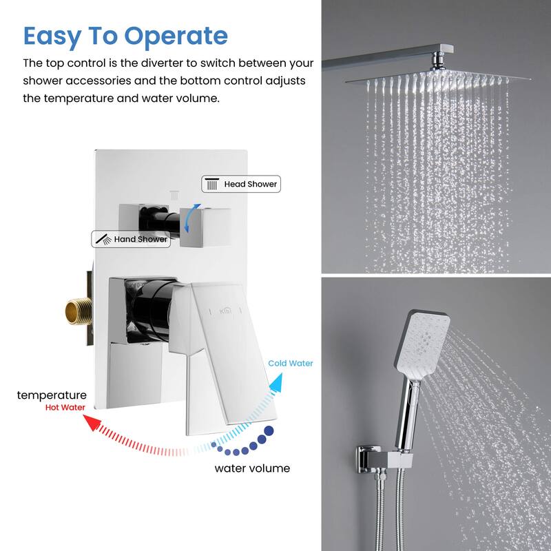 Cube Pressure Balanced 2-Function Shower System with Rough-In Valve