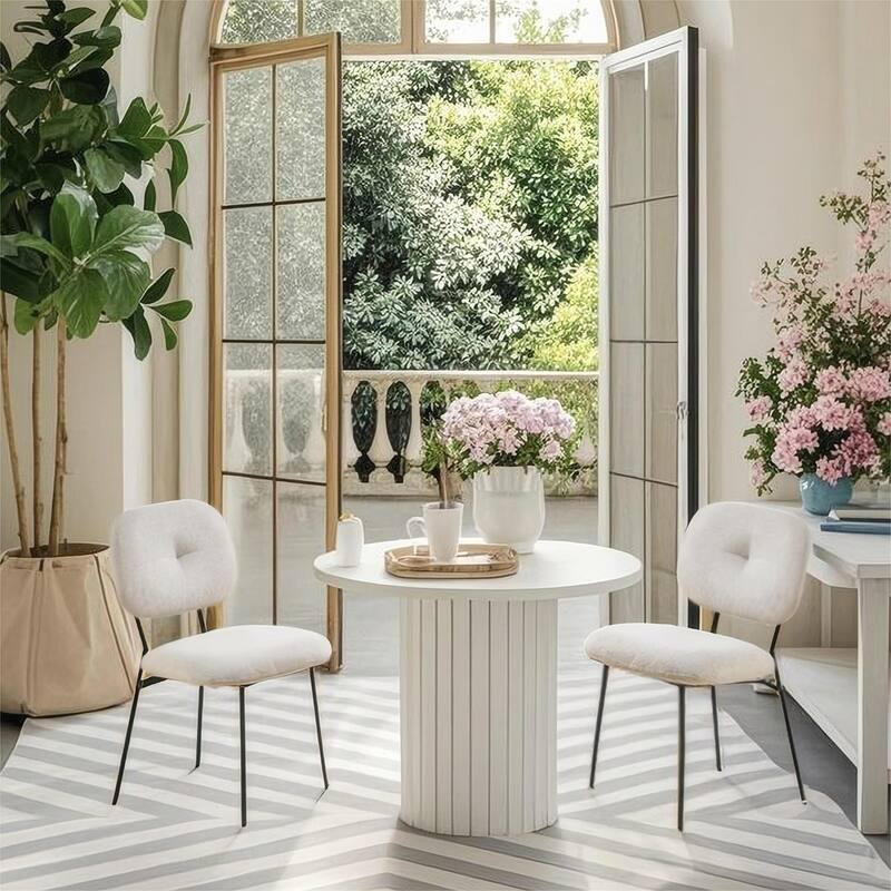2PCS Fabric Metal Legs Side Chairs