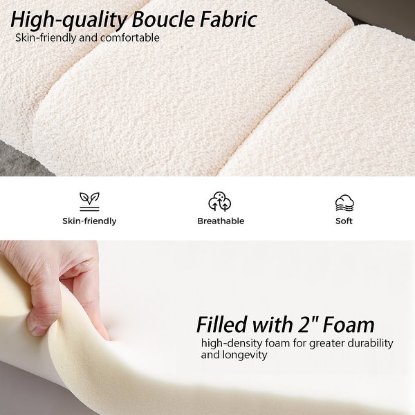 dimension image slide 2 of 10, Boucle Bedroom Bench with Channel Tufted Modern Entryway Bench Window Bench End of Bed Bench