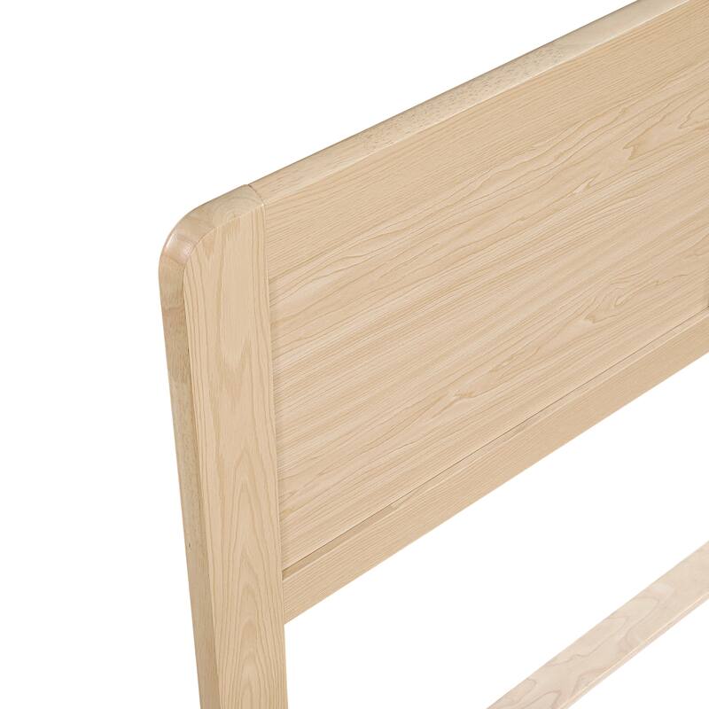 Contemporary Natural Finish Queen Size Platform Bed Frame with Headboard