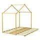 preview thumbnail 7 of 9, Gold Twin Size Metal House Platform Bed with Trundle and Roof