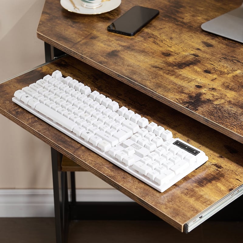 Javlergo Corner Desk with Keyboard Tray, Study Writing Computer Table for College Dorm Home Office