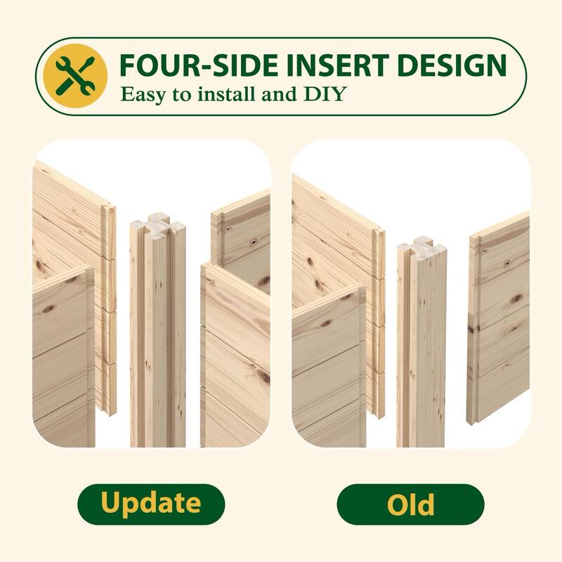 VEIKOUS Natural Wood Raised Garden Bed, Outdoor Planter Box for Vegetables, Flowers, Herbs, Natural Brown