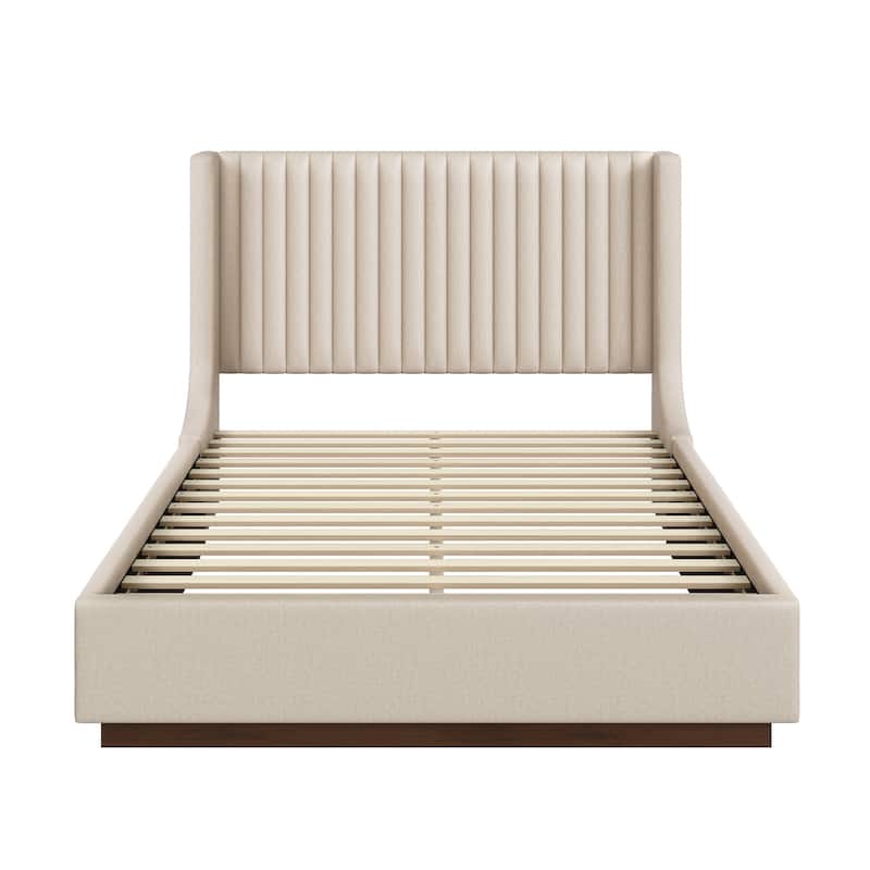Modern Wooden Queen/King Size Upholstered Platform Bed with Headboard