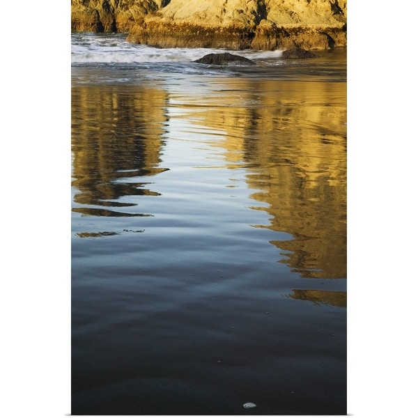 "Sea stacks reflecting in calm water of Bandon Beach, Bandon Beach State Park, Oregon" Poster Print