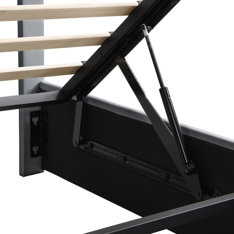 Linen Upholstered Platform Bed with a Hydraulic Storage System