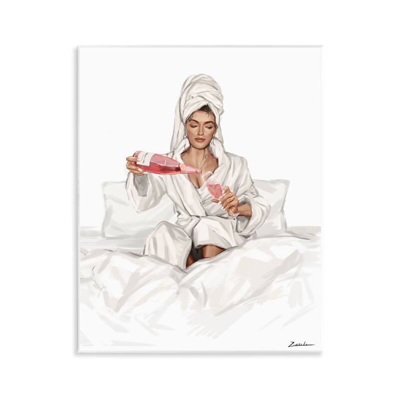 Stupell Pouring Rosé Wine in Bed Wall Plaque Art Design By Ziwei Li - 11 x 14