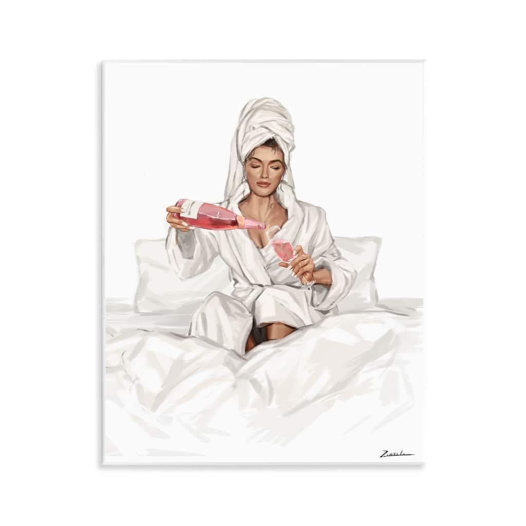 Stupell Pouring Rosé Wine in Bed Wall Plaque Art Design By Ziwei Li