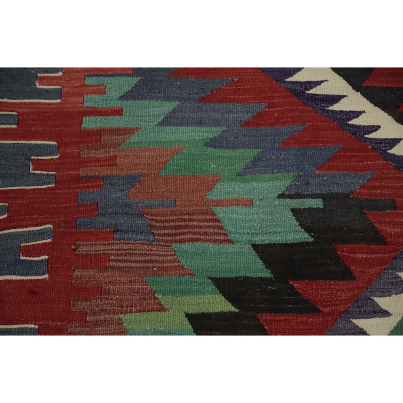 Hand Woven Oriental 100% Wool Carpet Southwestern Tribal Multi-Colored Kilim Area Rug - 10' 0'' X 5' 3''