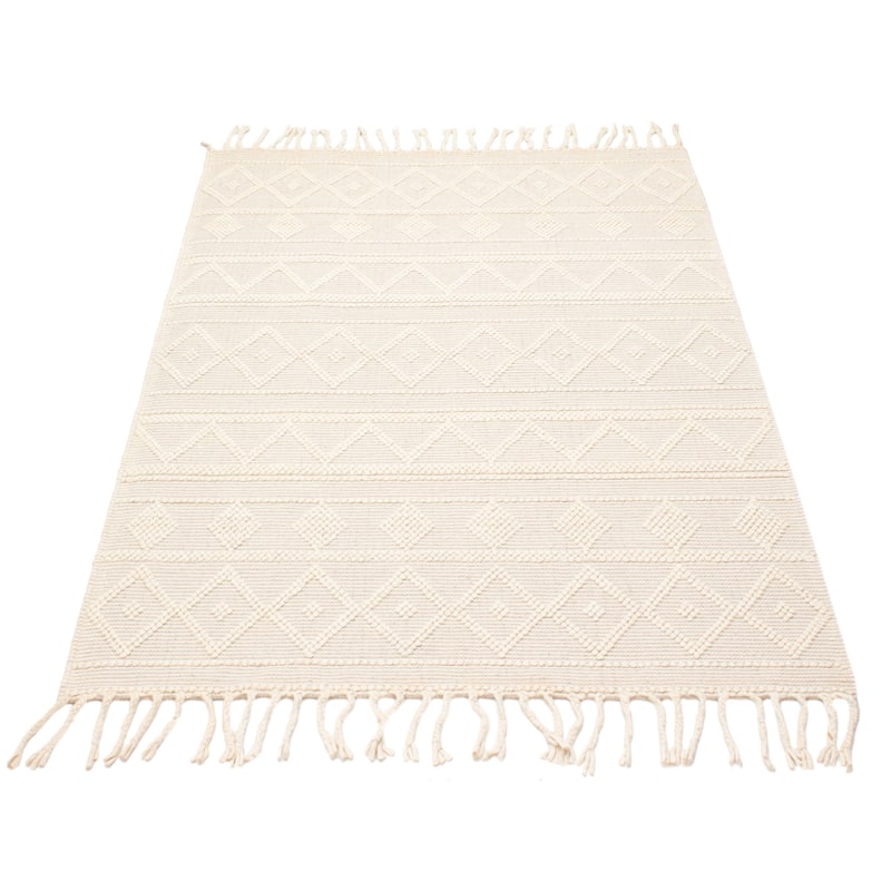 ECARPETGALLERY Braid weave Sienna Cream Wool Rug - 5'3 x 7'7