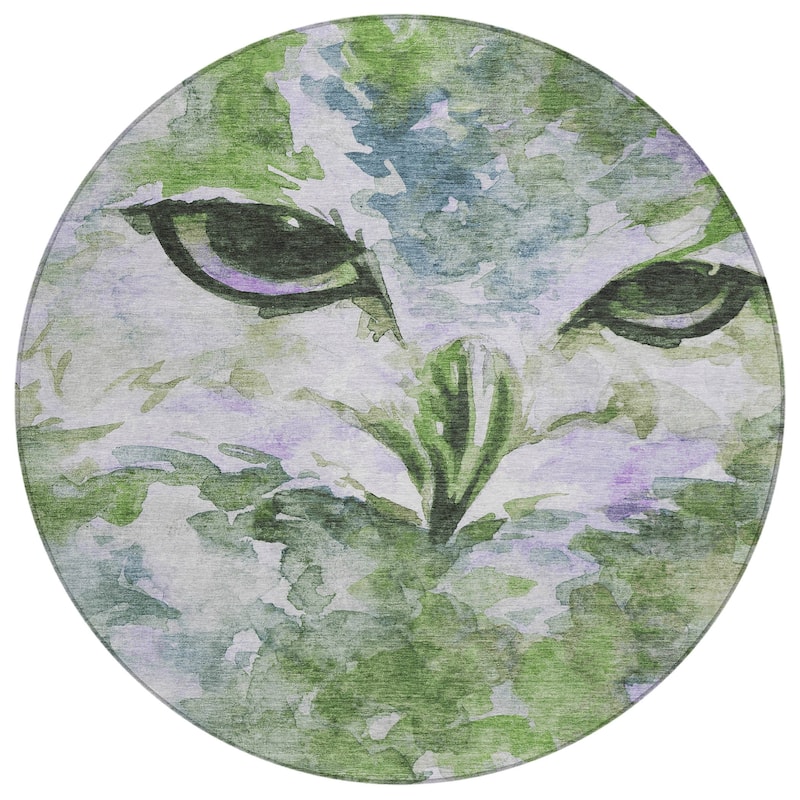 Machine Washable Indoor/ Outdoor Modern Owl Chantille Rug