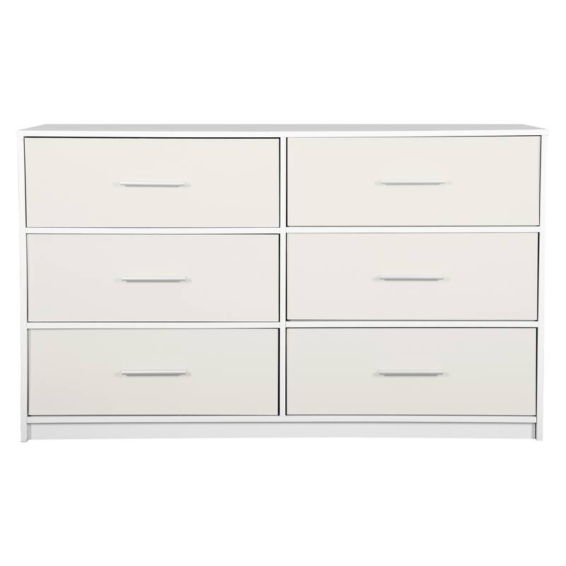 6 Drawer Dresser with Fabric Drawers and MDF Frame Modern Storage