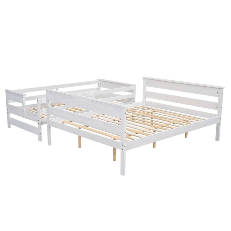 Twin XL over Queen Bunk Bed with Ladder, Sturdy Wood Frame, Detachable Design, Gray