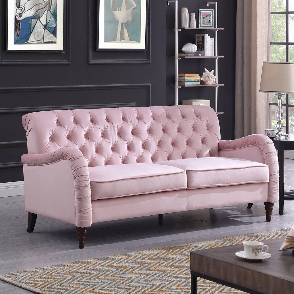 Chesterfield 72" Velvet 3-Seater Sofa with Button Tufted Backrest