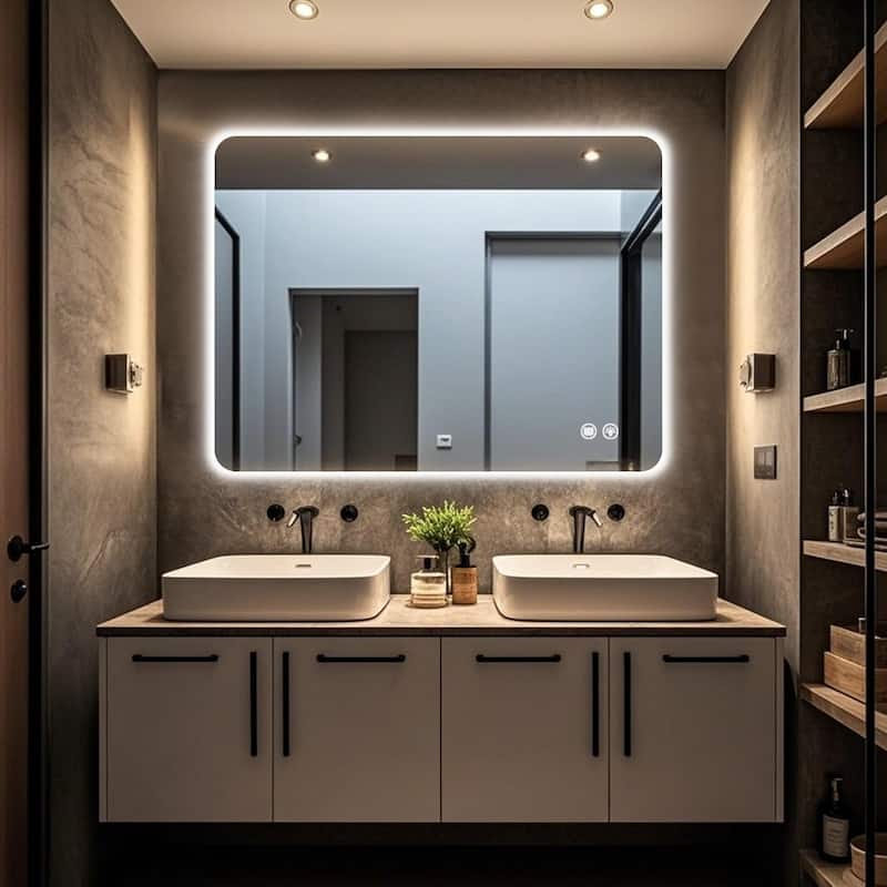 Rectangular Backlit Mirror Bathroom with LED strips,30"x40"