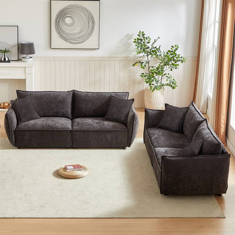 3-Seater + 3-Seater Combo Sofa - Black