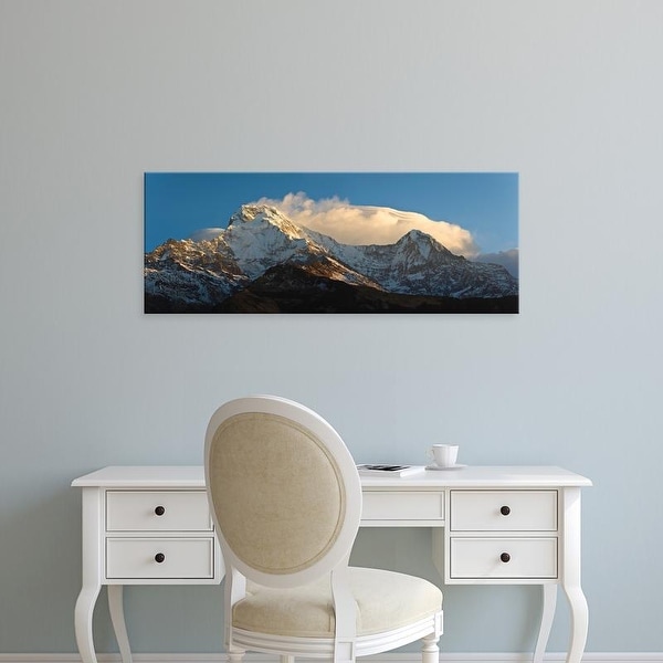 Easy Art Prints Panoramic Image 'Snowcapped mountains, Hiunchuli, Annapurna Range, Himalayas, Nepal' Premium Canvas Art