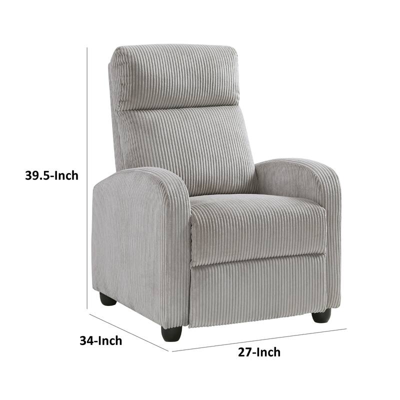Pary Manual Push Back Reclining Chair with Light Gray Ribbed Corduroy