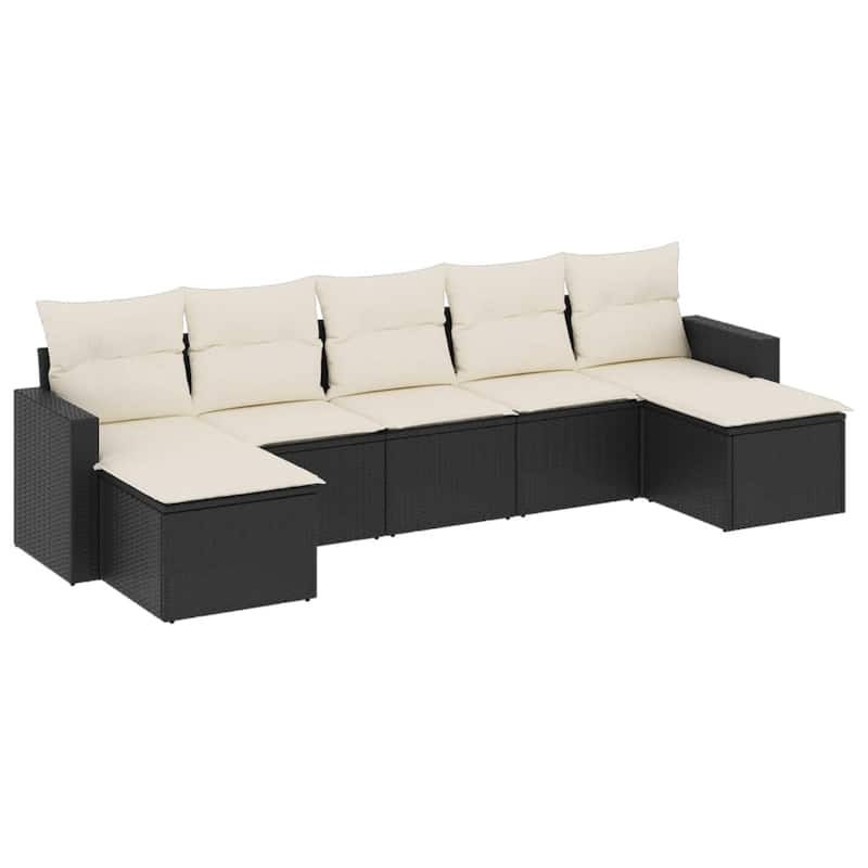 vidaXL Garden Sofa Set 8 Piece with Cushions Outdoor Sofa Set Poly Rattan - 21.7 x 21.7 x 14.6 in (W x L x H)
