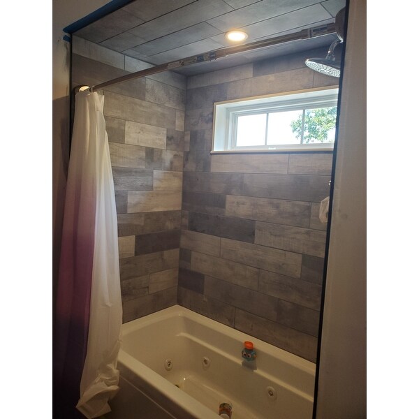 Details about / Maytex Smart Dual Mount Shower Curtain Rod Curved Tension Rod Brushed Nickel