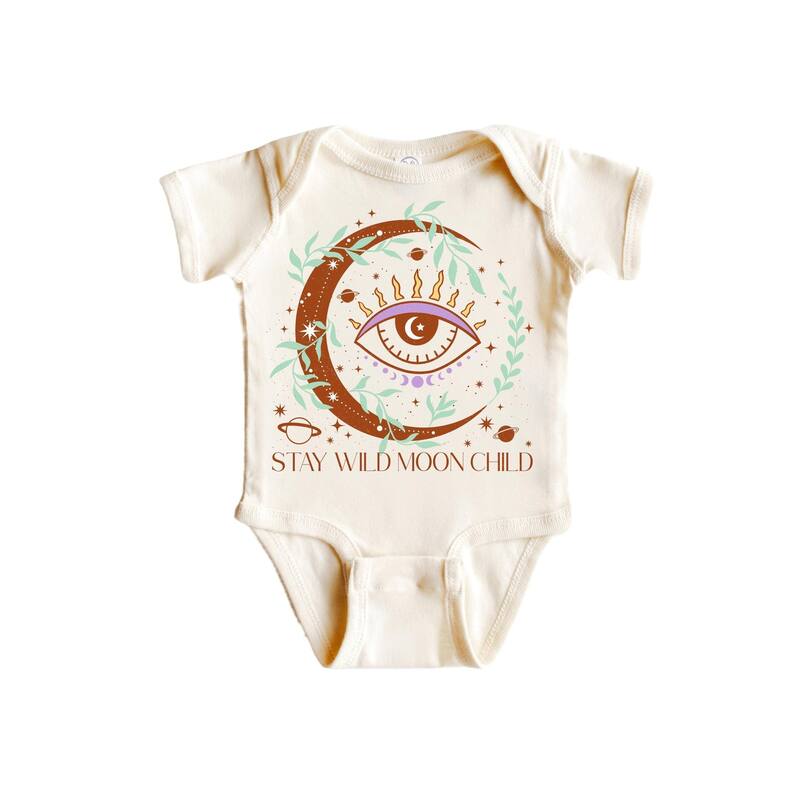 Stay Wild Moon Child Celestial - Baby Boy Girl Clothes Infant Bodysuit Funny Cute Newborn - White - 0-3M