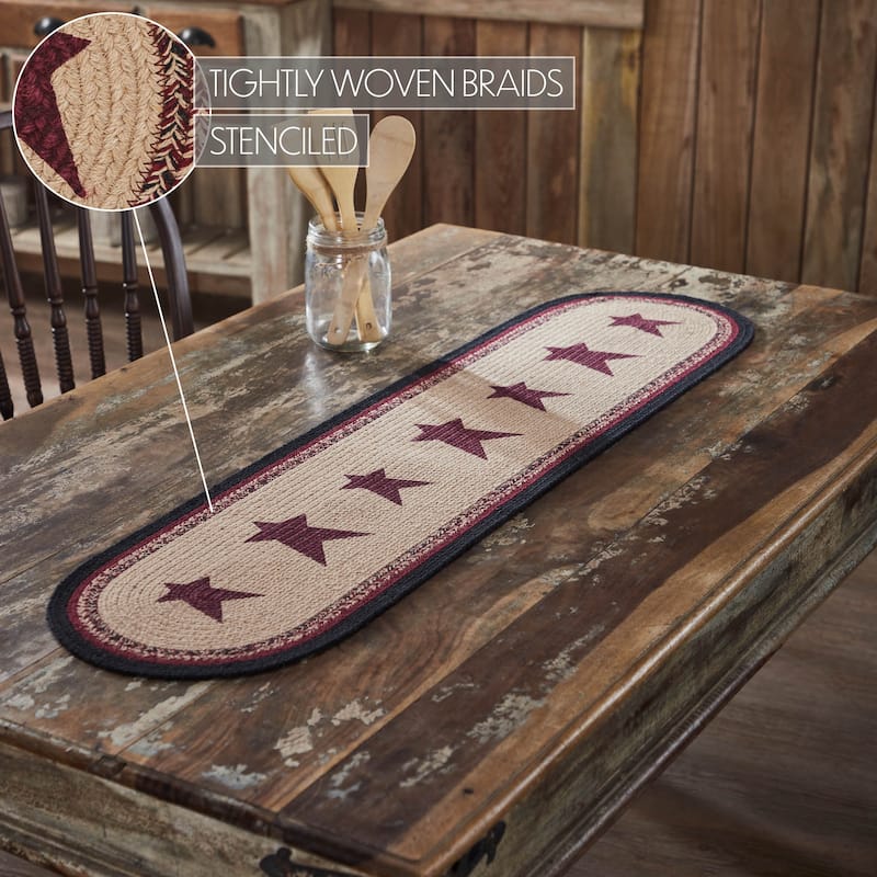 Connell Oval Runner Stencil Stars 12x36 - 12x48 - Tan