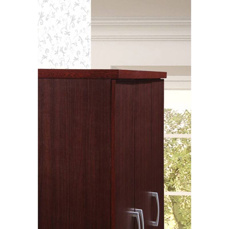 Hodedah Import 3 Door Armoire with Clothing Rod, Shelves, and 2 Drawers, Black - 187