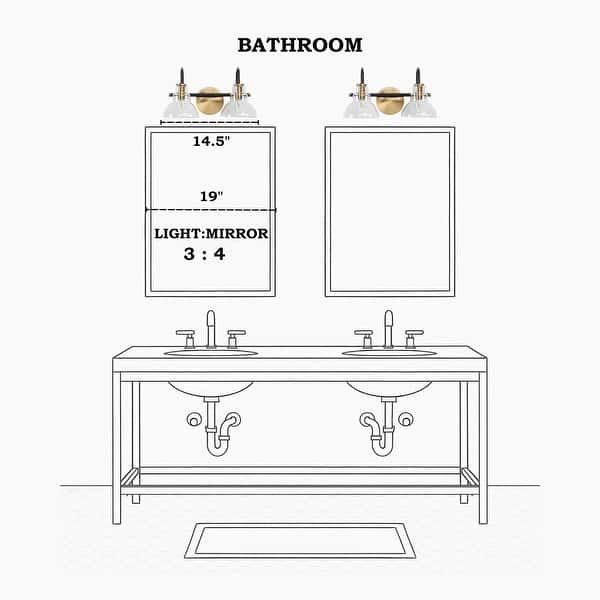 dimension image slide 0 of 5, Modern 1/2/3/4 Lights Black Gold Bathroom Vanity Light Fixture Farmhouse Wall Sconce Light for Bathroom