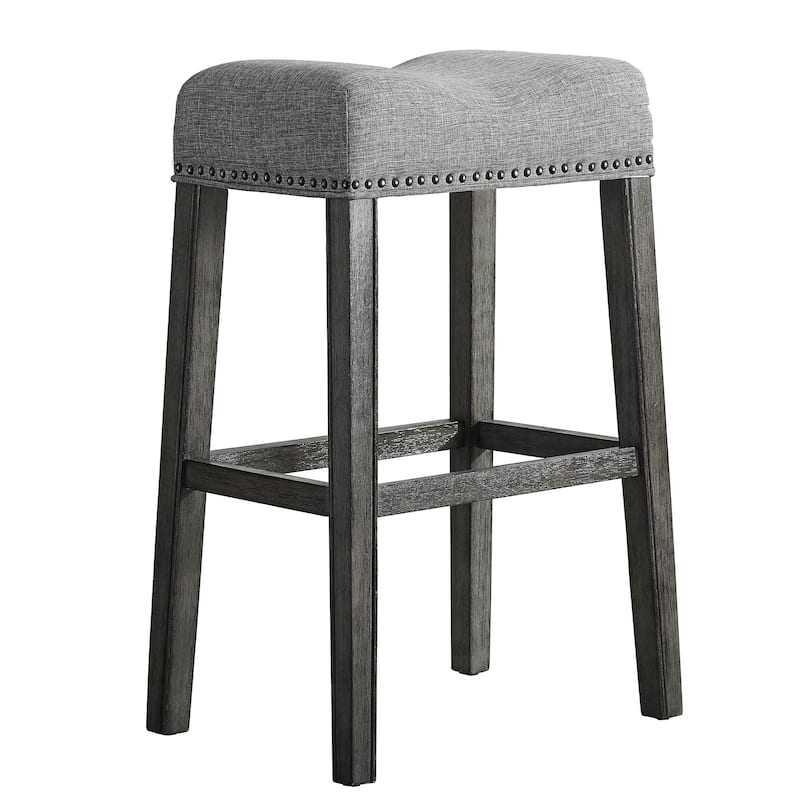 Upholstered Backless Saddle Seat Bar Stools (Set of 2)
