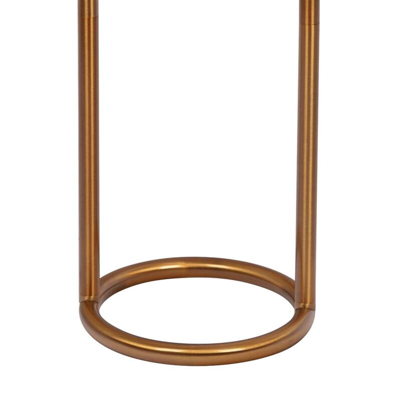 60.00" Tall Ring Base Floor Lamp with Large White Drum Shade - Antique Brass,White