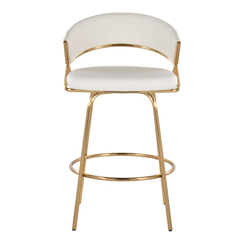 Silver Orchid Tatyana 26" Upholstered Counter Stool with Metal Legs (Set of 2)