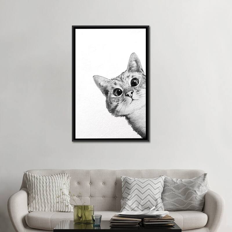iCanvas "Sneaky Cat" by Laura Graves Framed Canvas Print